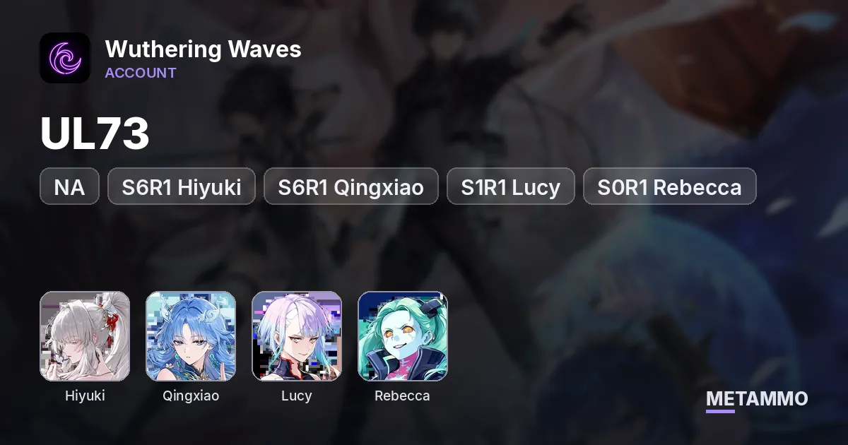 NA UL73 | S6R1 Hiyuki + S6R1 Qingxiao | S1R1 Lucy | S0R1 Rebecca | All x2 Top Up Available - Wuthering Waves account summary