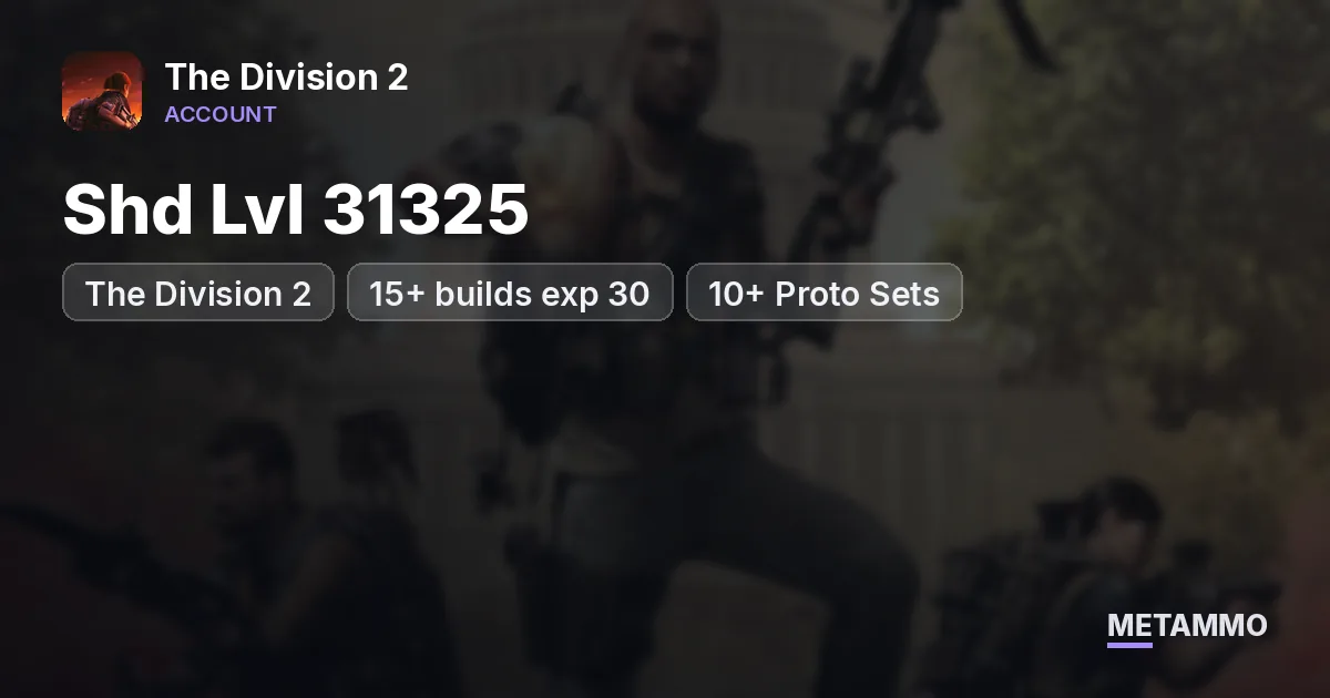 The Division 2 | Shd Lvl 31325 | 15+ builds exp 30 | 10+ Proto Sets - The Division 2 account summary