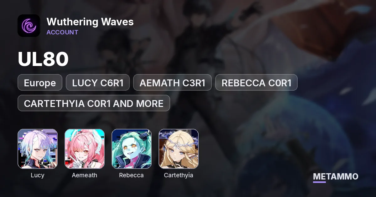 EU, UL80, LUCY C6R1, AEMATH C3R1, REBECCA C0R1, CARTETHYIA C0R1 AND MORE - Wuthering Waves account summary