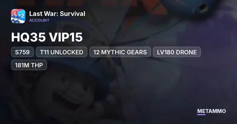 S759 | HQ35 VIP15 | T11 UNLOCKED | 12 MYTHIC GEARS | LV180 DRONE | 181M THP | 156M ARENA POWER | 66M AIR T1