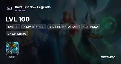 LVL 100 | 12M PP | 5 MYTHICALS | 412 SPD 6* FABIAN | 5B HYDRA | 2* CHIMERA | 4X TMNT | 5* TITUS