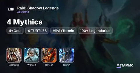 26M | 9 Mythics | Nais, Krixia, Siegfrund | 5 TMNT, Predator, Wixwell | 5 Mythical Relics