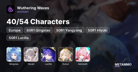 EU 40/54 Characters | S0R1 Qingxiao | S0R1 Yangyang | S0R1 Hiyuki | S0R1 Lucilla | Suisui | S0 Aemeath