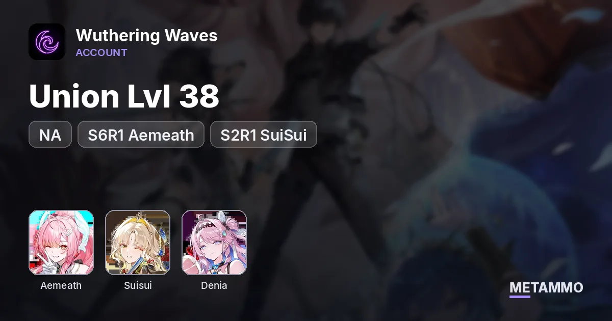 NA S6R1 Aemeath | S2R1 SuiSui, Denia | Union Lvl 38 - Wuthering Waves account summary