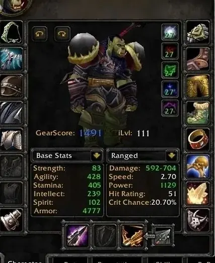 Spineshatter - Orc Hunter 70 ■ Preraid ■ 1450 GS - World of Warcraft: Classic account screenshot 1