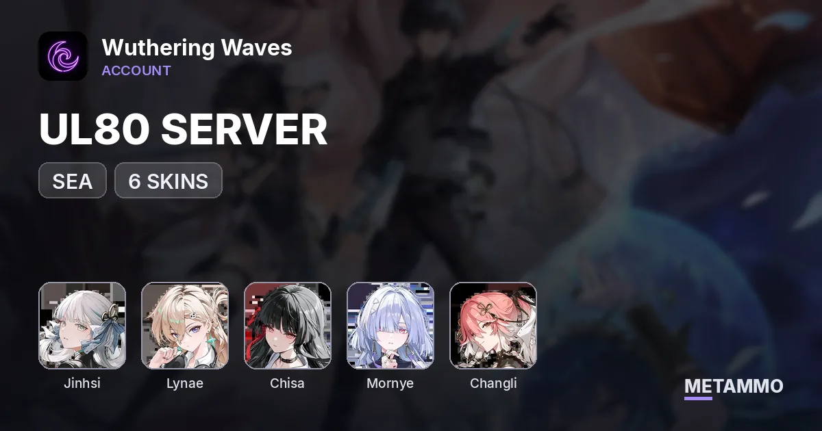 UL80 SEA SERVER | 6 SKINS: JINHSI, SANHUA, LYNAE, CHISA, MORNYE, CHANGLI | 23 LIMITEDS + 17 SIGNS - Wuthering Waves account summary