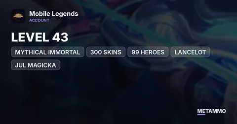 MYTHICAL IMMORTAL | LEVEL 43 | 300 SKINS | 99 HEROES | LANCELOT | JUL MAGICKA | 3K AURORA | WELL BUILT ACCOUNT