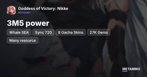 Whale SEA | 3M5 power | Sync 720 | 8 Gacha Skins | 27K Gems | Many resource