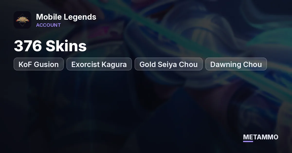 376 Skins | KoF Gusion | Exorcist Kagura | Gold Seiya Chou | Dawning Chou - Mobile Legends account summary
