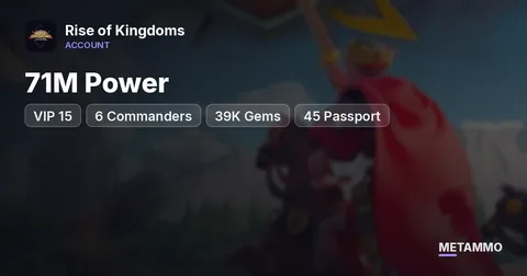71M Power | VIP 15 | 6 Commanders | 39K Gems | 45 Passport