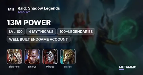 13M POWER | LVL 100 | 4 MYTHICALS | 100+LEGENDARIES | SIEGFRUND | EMBRYS | MIKAGE | MARIUS | WELL BUILT ENDGAME ACCOUNT