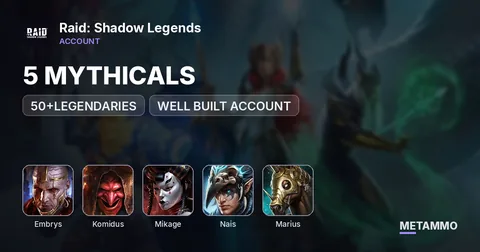 5 MYTHICALS | 50+LEGENDARIES | EMBRYS | KOMIDUS | MIKAGE | NAIS | MARIUS | WELL BUILT ACCOUNT