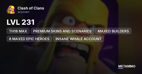 TH18 MAX | LVL 231 | PREMIUM SKINS AND SCENARIES | MAXED BUILDERS | 8 MAXED EPIC HEROES | INSANE WHALE ACCOUNT