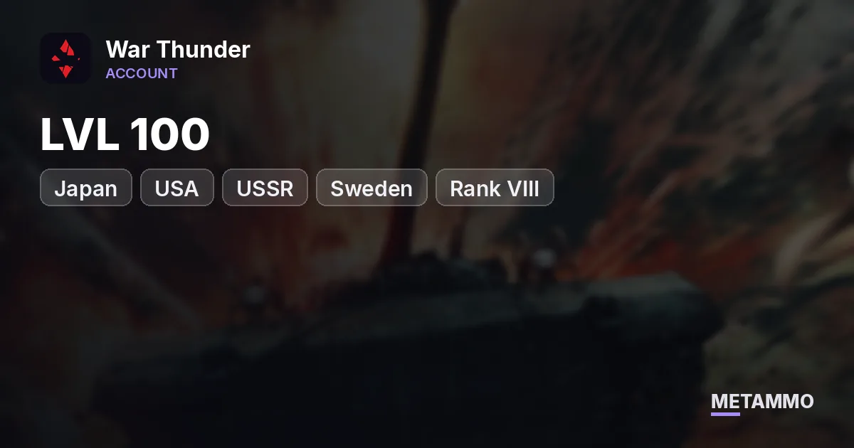LVL 100 | USA + USSR + Sweden + Japan Rank VIII | MiG-23ML + Meteor - War Thunder account summary