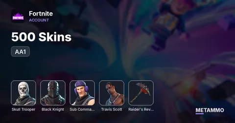 500 Skins + OG Skull + Black knight + Twitch Prime + Travis Scott + Raiders revenge + AA1