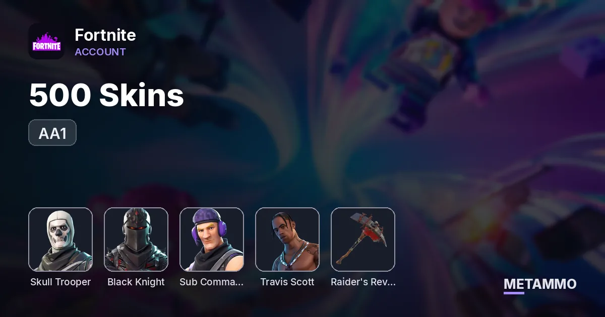 500 Skins + OG Skull + Black knight + Twitch Prime + Travis Scott + Raiders revenge + AA1 - Fortnite account summary