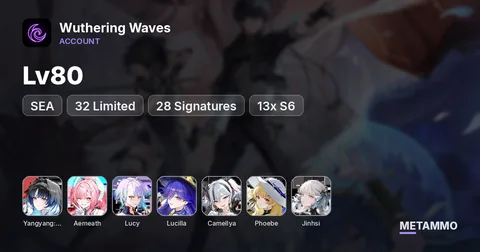 SEA Lv80 | 32 Limited + 28 Signatures | 13x S6 | S6 Xuanling Aemeath Lucy Lucilla Camellya Phoebe Jinhsi