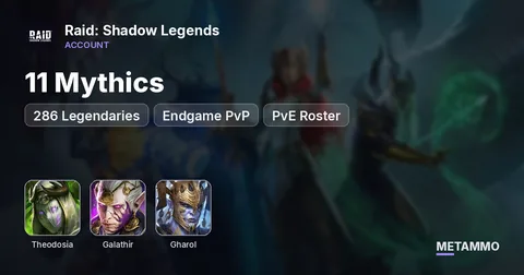 11 Mythics | Theodosia + Galathir + Gharol | 286 Legendaries | Endgame PvP + PvE Roster