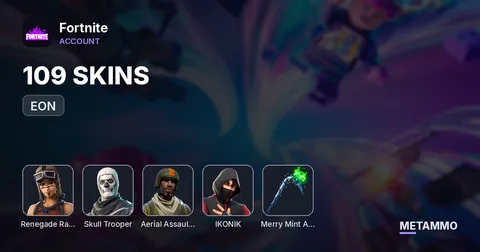 109 SKINS + OG RENEGADE RAIDER + OG SKULL TROOPER + OG AERIAL ASSAULT TROOPER + IKONIK + EON + MERRY MINT AXE