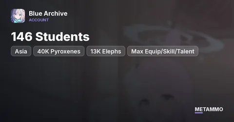 Asia |146 Students | 40K Pyroxenes | 13K Elephs | Max Equip/Skill/Talent