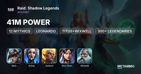 41M POWER | 12 MYTHICS | NAIS, KRIXIA, SOLANAR, SHU ZHEN, LEONARDO, TITUS+WIXWELL | 300+ LEGENDARIES