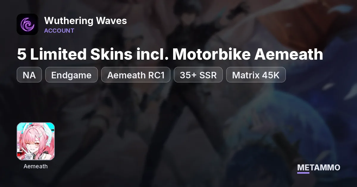 NA Endgame | Aemeath RC1 | 35+ SSR | 5 Limited Skins incl. Motorbike Aemeath | Matrix 45K - Wuthering Waves account summary