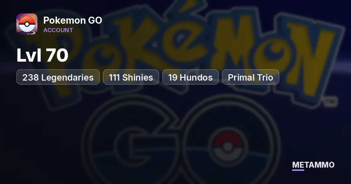 Lvl 70 | 238 Legendaries | 111 Shinies | 19 Hundos | Primal Trio - Pokemon GO account summary