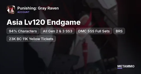 Asia Lv120 Endgame | 94% Characters | All Gen 2 & 3 SS3+ | DMC SSS Full Sets + BRS | 23K BC 11K Yellow Tickets