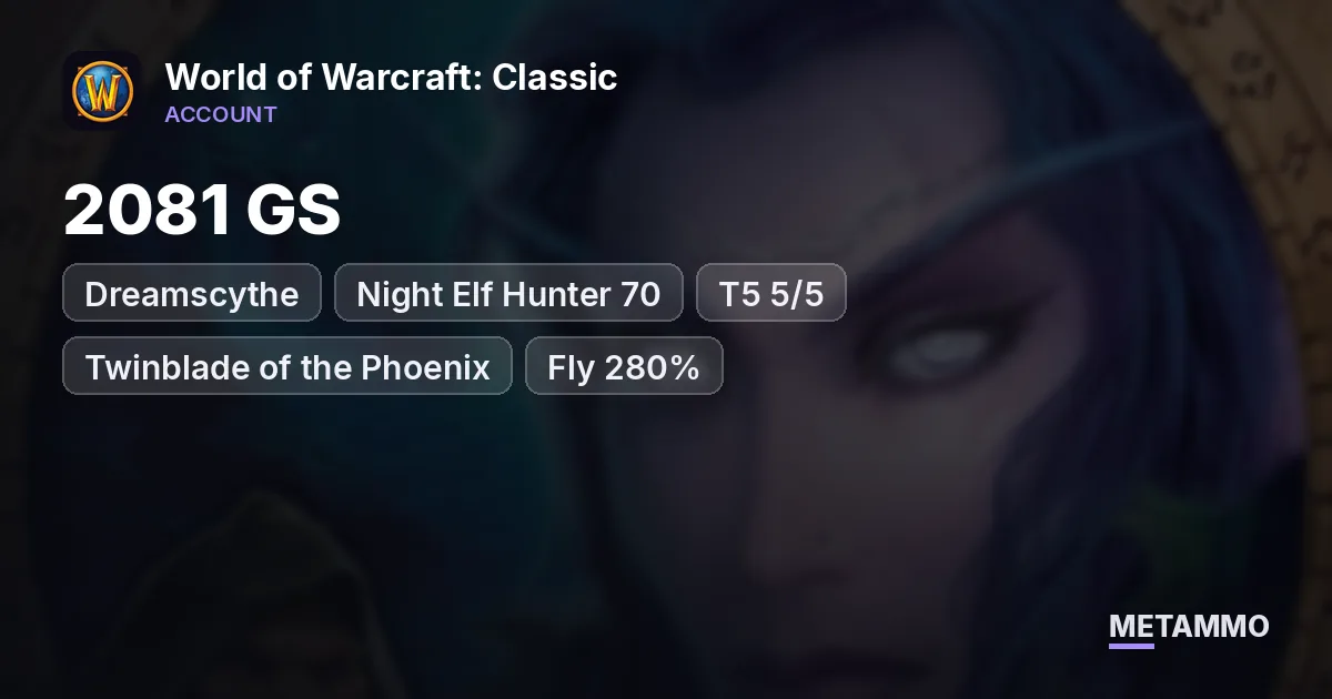 Dreamscythe - Night Elf Hunter 70 ■ 2081 GS ■ T5 5/5 ■ Twinblade of the Phoenix ■ Fly 280% - World of Warcraft: Classic account summary