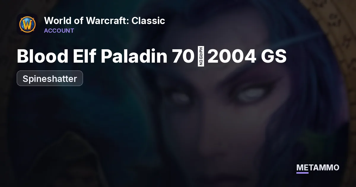 Spineshatter - Blood Elf Paladin 70◈2004 GS Prot/Ret◈280% Fly◈Eng/Mine - World of Warcraft: Classic account summary
