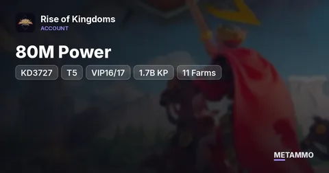 KD3727 | 80M Power | T5 | VIP16/17 | 1.7B KP | 11 Farms + Passports | 42 Passports