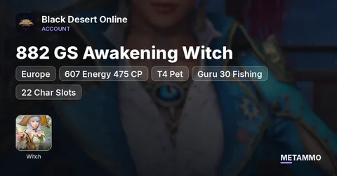 EU 882 GS Awakening Witch | 607 Energy 475 CP | T4 Pet | Guru 30 Fishing | 22 Char Slots