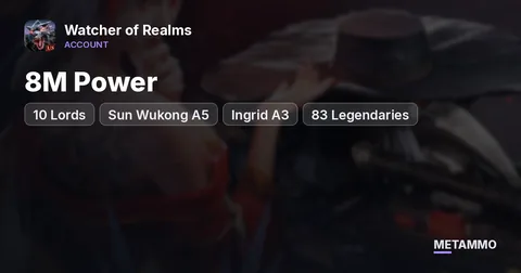 8M Power | 10 Lords | Sun Wukong A5, Ingrid A3 | 83 Legendaries
