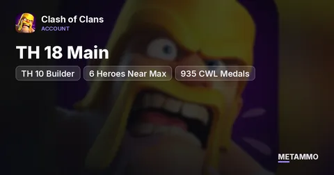 TH 18 Main + TH 10 Builder | 6 Heroes Near Max | 935 CWL Medals