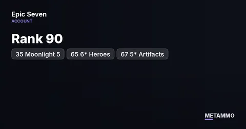 Rank 90 | 35 Moonlight 5* | 65 6* Heroes | 67 5* Artifacts