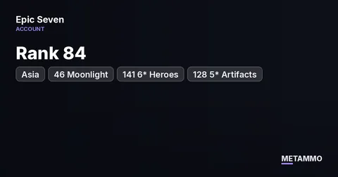 Asia Rank 84 | 46 Moonlight | 141 6* Heroes | 128 5* Artifacts