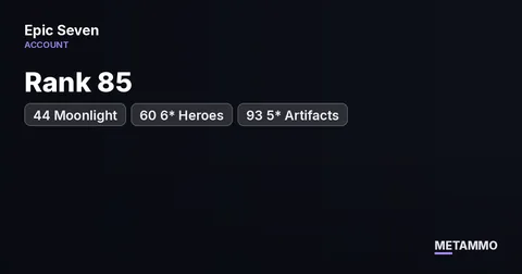 Rank 85 | 44 Moonlight | 60 6* Heroes | 93 5* Artifacts