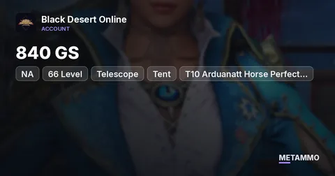 840 GS | 66 Level | Telescope, Tent | T10 Arduanatt Horse Perfect Skills | NA Endgame