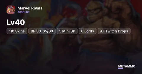 Lv40 | 110 Skins | BP S0-S5/S9 | 5 Mini BP | 8 Lords | All Twitch Drops