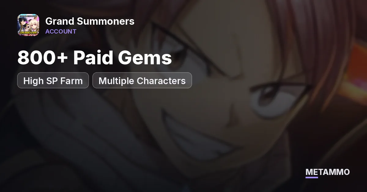 High SP Farm | 800+ Paid Gems | Multiple Characters - Grand Summoners account summary