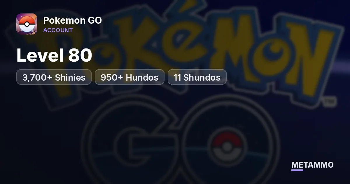 Level 80 | 3,700+ Shinies | 950+ Hundos | 11 Shundos - Pokemon GO account summary
