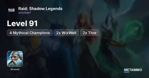 Level 91 | 4 Mythical Champions | Solar, Noldua, 2x WixWell, 2x Thor