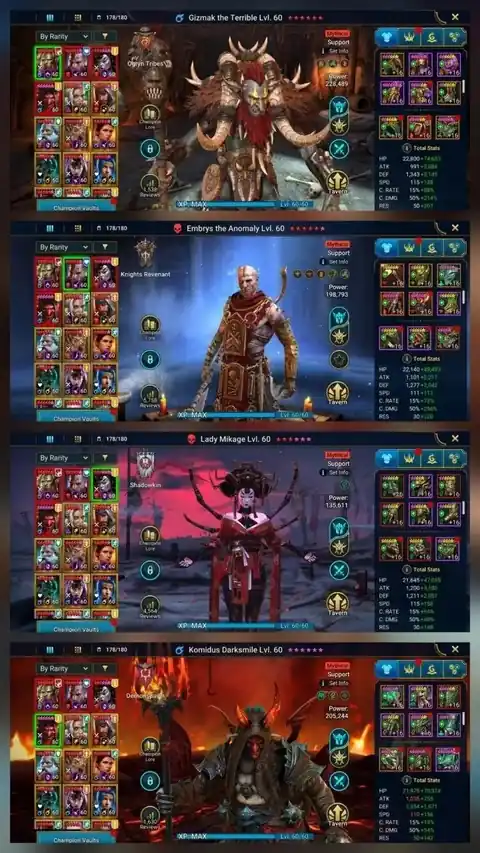 Level 91 | 4 Mythical Champions | Solar, Noldua, 2x WixWell, 2x Thor - Raid: Shadow Legends account screenshot 2