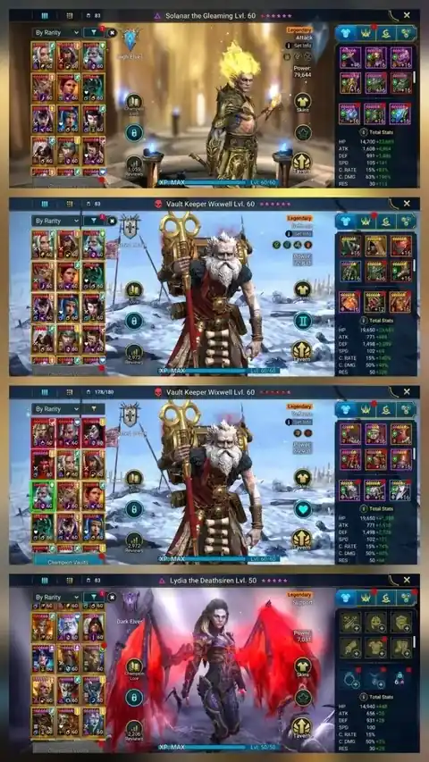 Level 91 | 4 Mythical Champions | Solar, Noldua, 2x WixWell, 2x Thor - Raid: Shadow Legends account screenshot 3