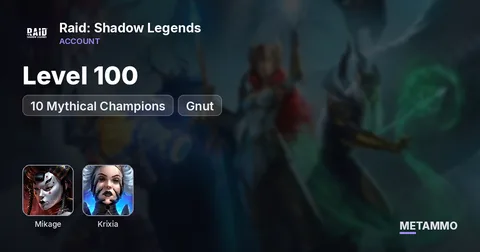 Level 100 | 10 Mythical Champions | 2x Mikage, Krixia, Gnut