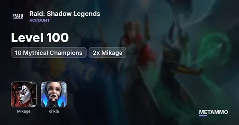 Level 100 | 10 Mythical Champions | 2x Mikage, Krixia, Gnut