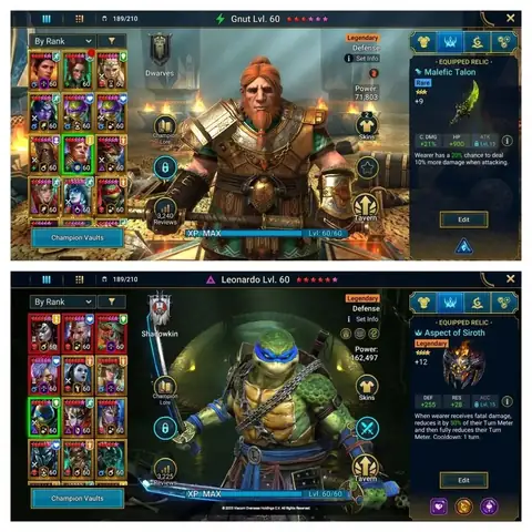 Level 93 | 5 Mythical Champions | 9 Mythic Relics | Marius, Predator, Leo - Raid: Shadow Legends account screenshot 3