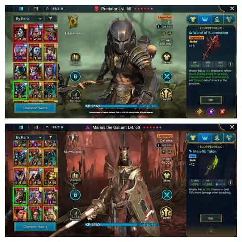 Level 93 | 5 Mythical Champions | 9 Mythic Relics | Marius, Predator, Leo - Raid: Shadow Legends account screenshot 4