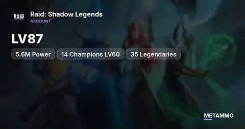 LV87 | 5.6M Power | 14 Champions LV60 | 35 Legendaries