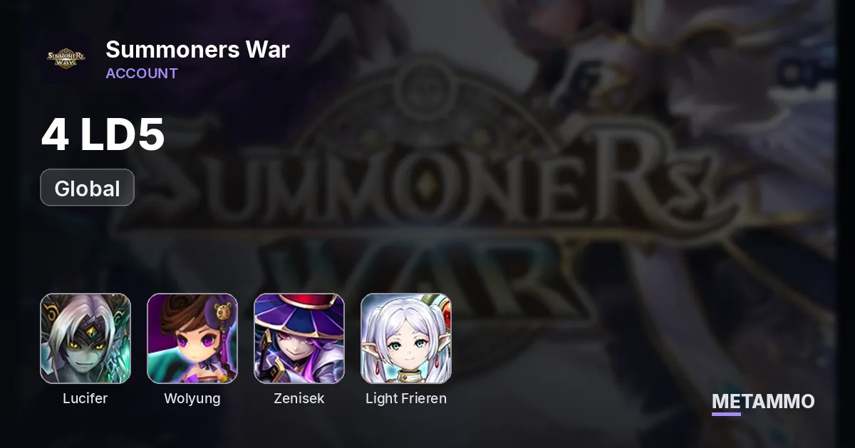 Global | 4 ld5 | Lucifer, Wolyung, Zenisek, Light frieren collab skin - Summoners War account summary
